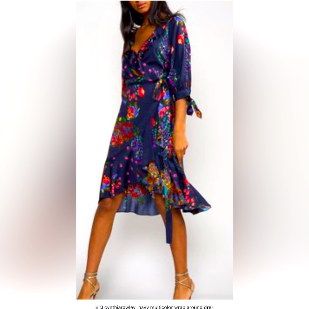 Multicolored wrap around dress fits beautifully vibrant colors